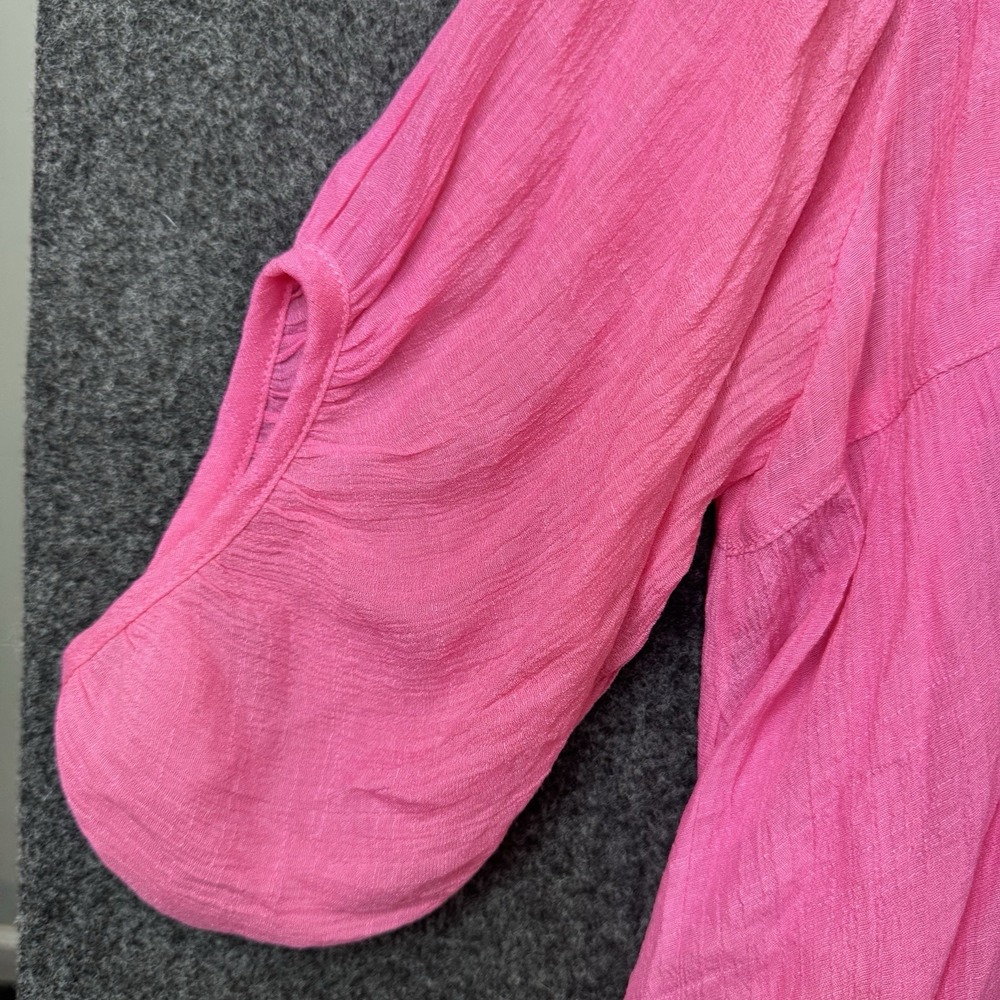 Umgee Plus 1XL Hot Pink Button Front Tunic Top Babydoll Gauze Boho NWT - Picture 2 of 9
